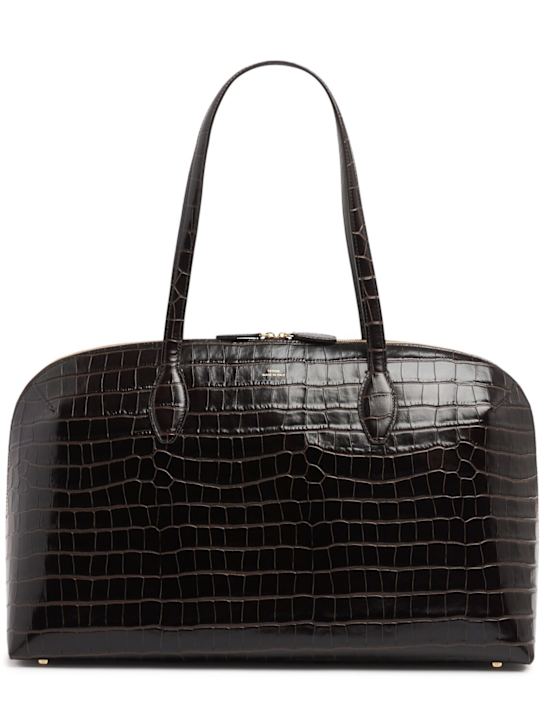 Toteme: Day croc embossed leather tote bag - Dark Chocolate - women_0 | Luisa Via Roma