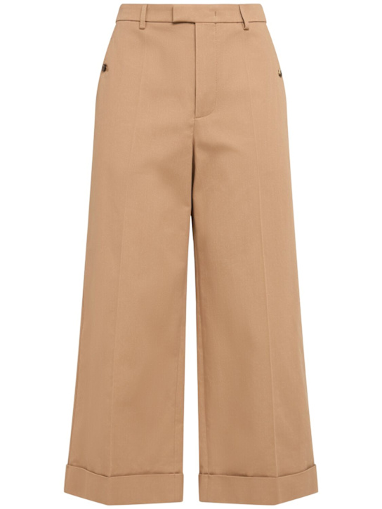 Valentino: Cotton gabardine pants - Light Camel - men_0 | Luisa Via Roma