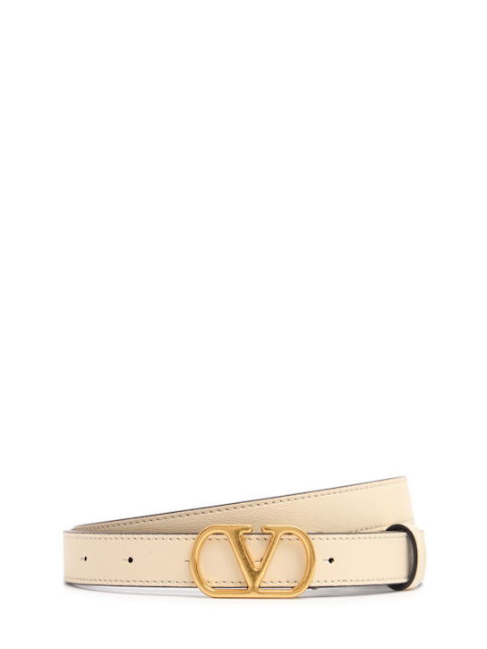 Valentino Garavani: 20mm Vlogo Signature leather belt - Butter White - women_0 | Luisa Via Roma