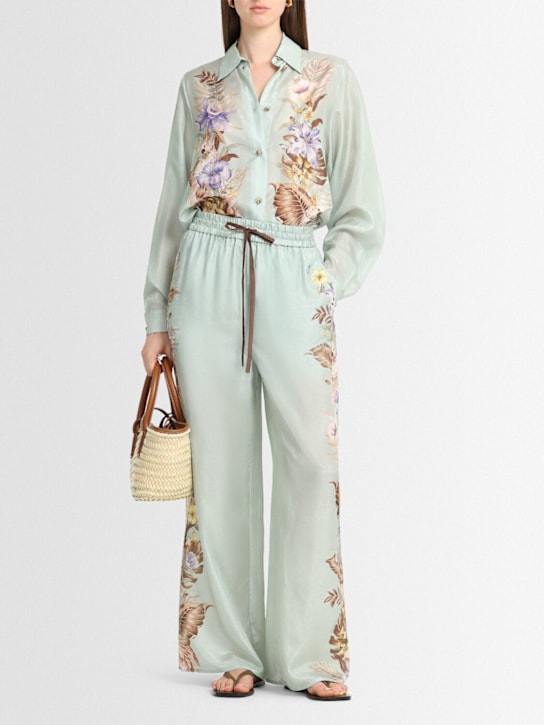 Zimmermann: Coco silk relaxed pants - Blue/Multi - women_1 | Luisa Via Roma