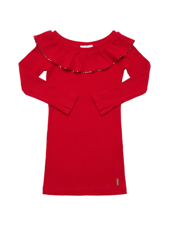 Monnalisa: Viscose blend dress - レッド - kids-girls_0 | Luisa Via Roma