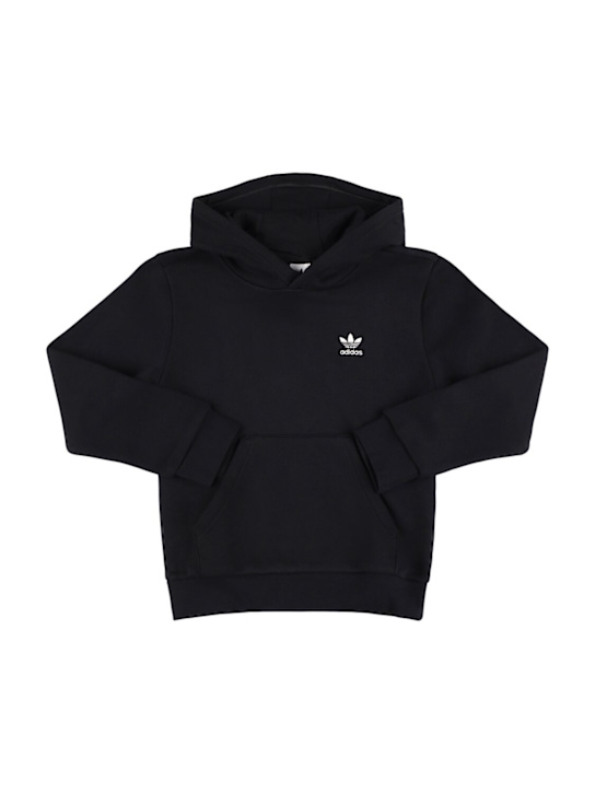 adidas Originals: Sudadera de mezcla de algodón con capucha y logo - Negro - kids-girls_0 | Luisa Via Roma