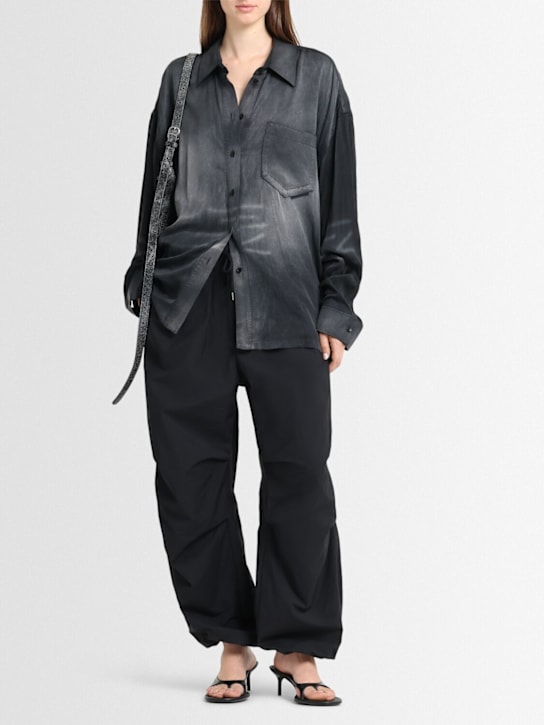 Acne Studios: Parla crinkled wide pants - Black - women_1 | Luisa Via Roma