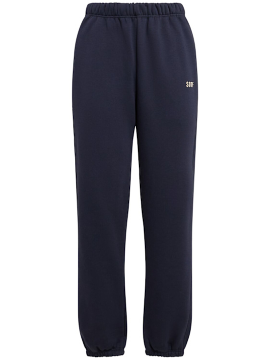 SOTF: コットンブレンド エラスティックカフ スウェットパンツ - ネイビー - women_0 | Luisa Via Roma