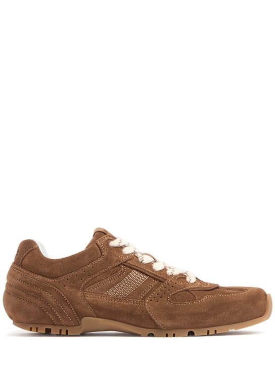Alohas: Suede lace-up sneakers - Brown - women_0 | Luisa Via Roma