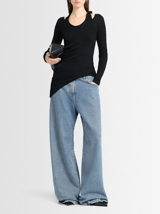 Jean Paul Gaultier: Ribbed cotton twisted double-layer top - Black - women_1 | Luisa Via Roma