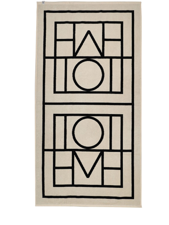 Toteme: Monogram jacquard beach towel - Beige/Black - ecraft_0 | Luisa Via Roma