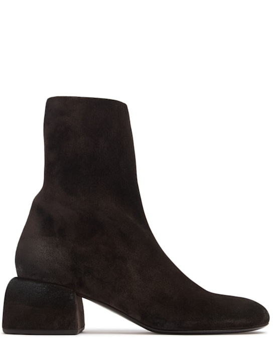 Marsell: Basata suede ankle boots - Dark Brown - women_0 | Luisa Via Roma