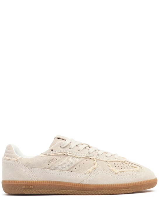 Alohas: Crochet & leather lace-up sneakers - women_0 | Luisa Via Roma
