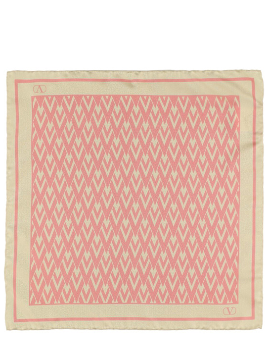 Valentino Garavani: Toute la V silk foulard - Crema/Rosa - women_0 | Luisa Via Roma