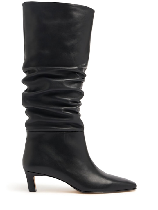 Alohas: 50mm Kalila gathered leather boots - Black - women_0 | Luisa Via Roma