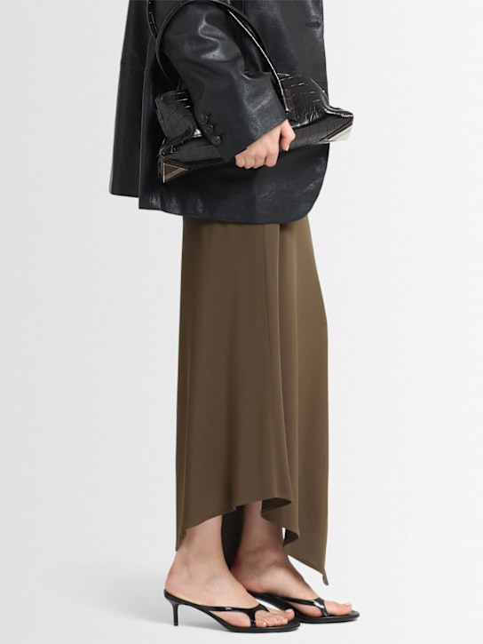 Acne Studios: 60mm Heeled leather thong sandals - Black - women_1 | Luisa Via Roma