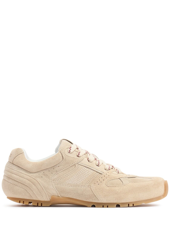 Alohas: Suede lace-up sneakers - Cream - women_0 | Luisa Via Roma