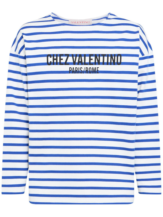 Valentino: Logo cotton jersey l/s t-shirt - men_0 | Luisa Via Roma