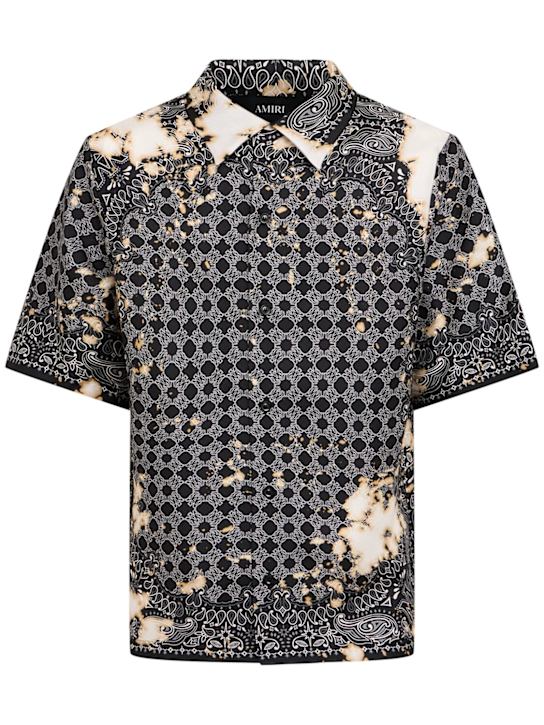 Amiri: Bleached bandana bowling shirt - Black - men_0 | Luisa Via Roma