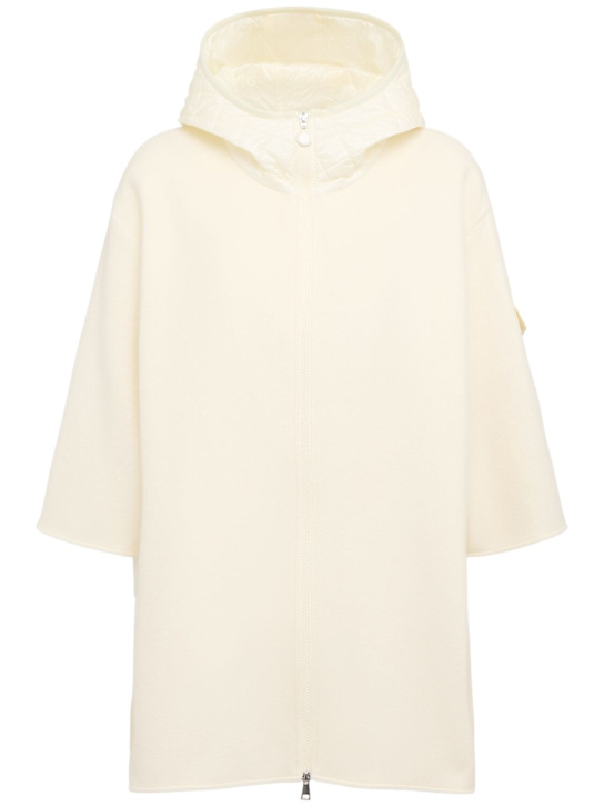 Moncler: Virgin wool blend cape - White - women_0 | Luisa Via Roma