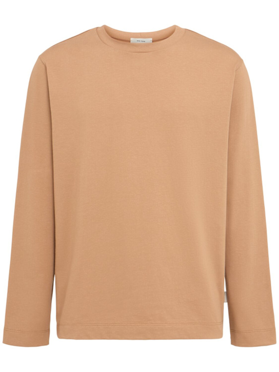 The Core: Long-sleeve cotton jersey t-shirt - Camel - men_0 | Luisa Via Roma
