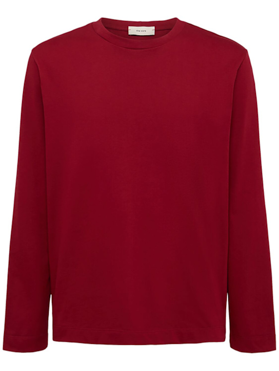 The Core: Polo à manches longues en jersey de coton - Rouge - men_0 | Luisa Via Roma