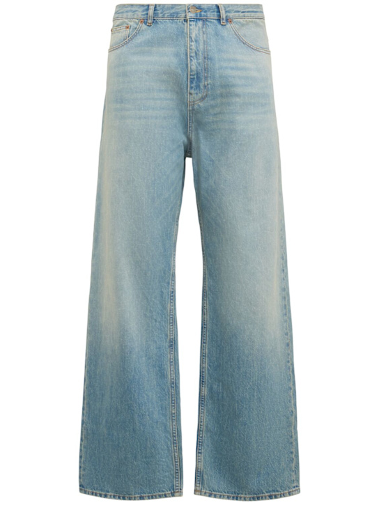 Valentino: Washed cotton denim jeans - Blue - men_0 | Luisa Via Roma