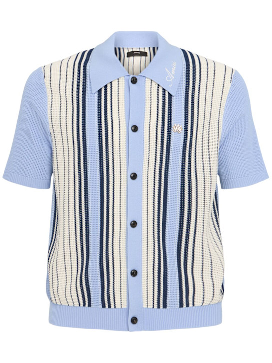 Amiri: Amiri script条纹衬衫 - Ashley Blue - men_0 | Luisa Via Roma