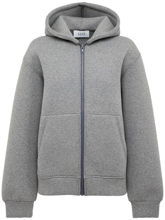 Full-zip stretch cotton hoodie