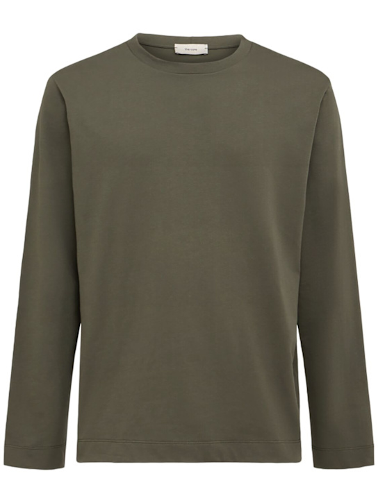 The Core: Long-sleeve cotton jersey t-shirt - Military Green - men_0 | Luisa Via Roma