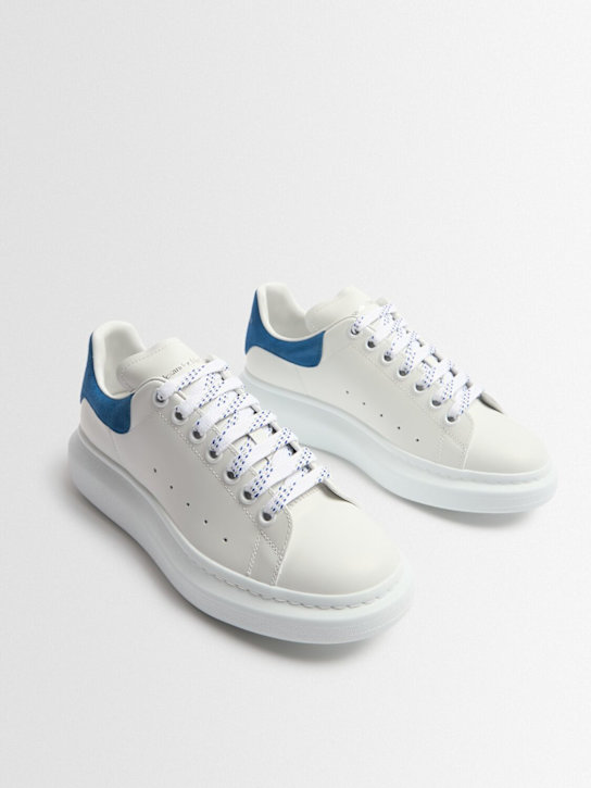 McQueen: Oversized leather sneakers - White/Blue - men_1 | Luisa Via Roma
