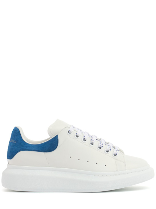 McQueen: Oversized leather sneakers - White/Blue - men_0 | Luisa Via Roma