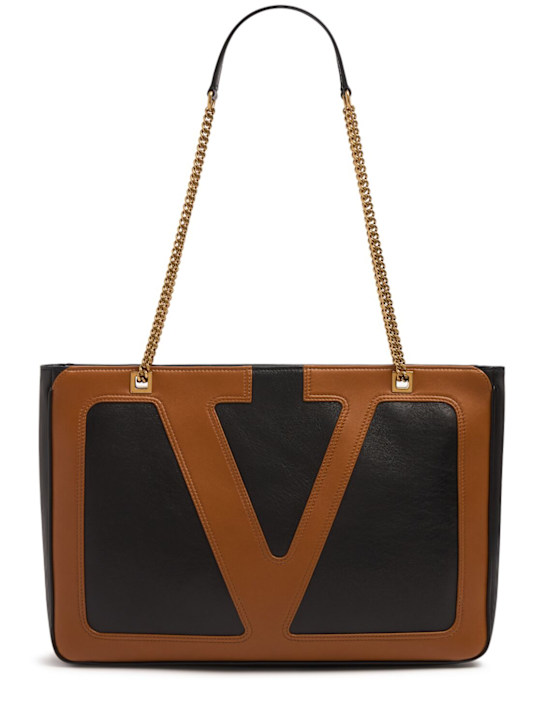Valentino Garavani: Medium Viva Superstar レザートートバッグ - Nero/Spice - women_0 | Luisa Via Roma