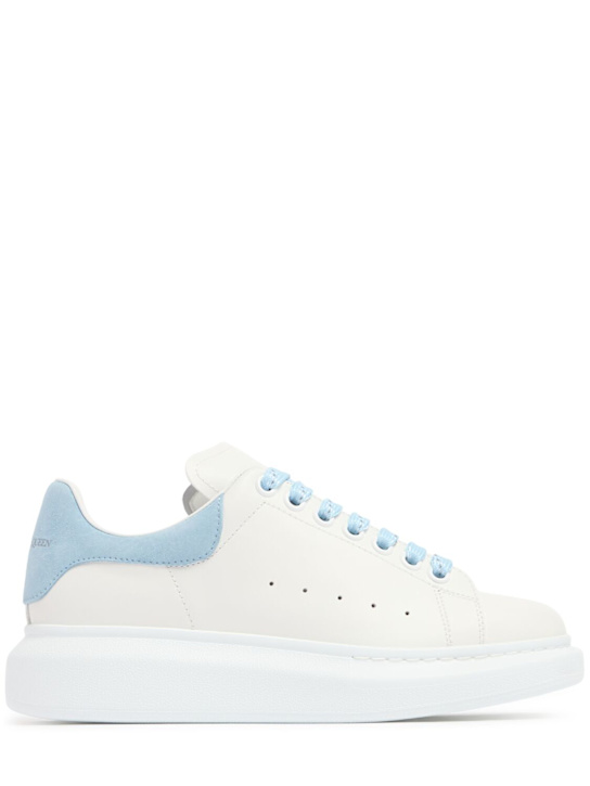 McQueen: Oversized leather sneakers - White/Blue - women_0 | Luisa Via Roma