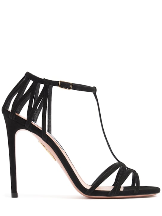 Aquazzura: 105mm Forever More suede sandals - Black - women_0 | Luisa Via Roma