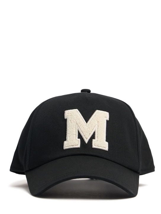Moncler: Logo cotton gabardine baseball cap - Black - men_0 | Luisa Via Roma