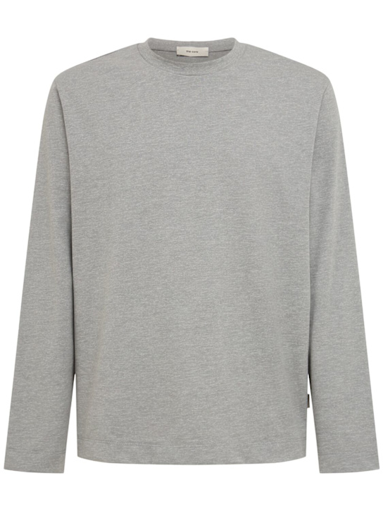 The Core: Polo à manches longues en jersey de coton - Gris - men_0 | Luisa Via Roma
