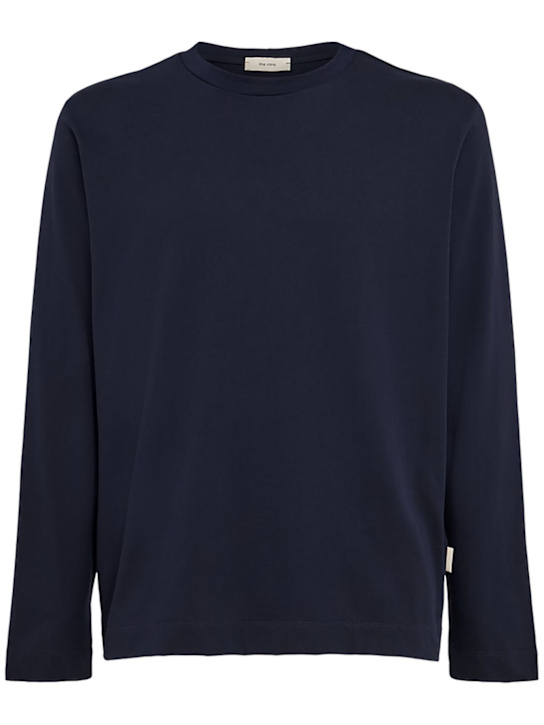 The Core: Long-sleeve cotton jersey t-shirt - Blue - men_0 | Luisa Via Roma
