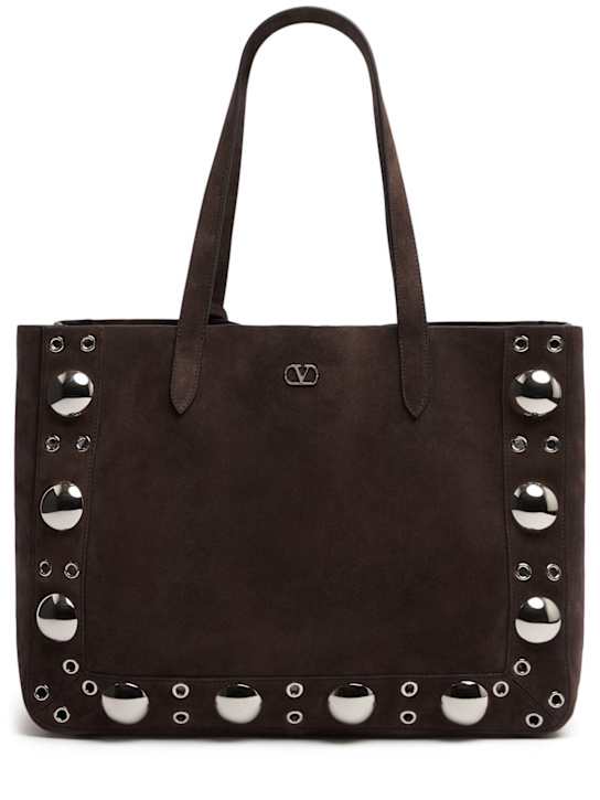 Valentino Garavani: Embellished suede tote bag - women_0 | Luisa Via Roma