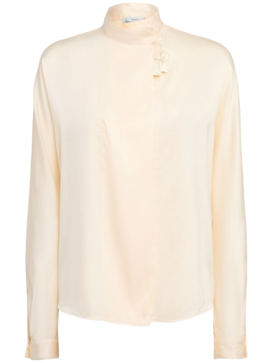 Forte_forte: Heavy stretch silk satin kimono shirt - women_0 | Luisa Via Roma