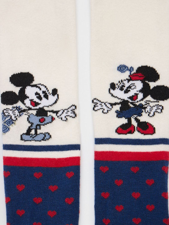 Monnalisa: Minnie & Mickey混棉裤袜 - 白色/海军蓝 - kids-girls_1 | Luisa Via Roma