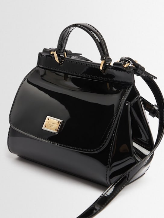 Dolce&Gabbana: Bolso de hombro Sicily de charol - Negro - kids-girls_1 | Luisa Via Roma