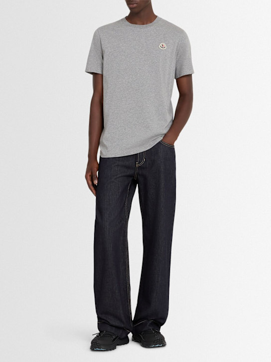 Moncler: Pack of 3 logo patch cotton t-shirts - White/Multi - men_1 | Luisa Via Roma