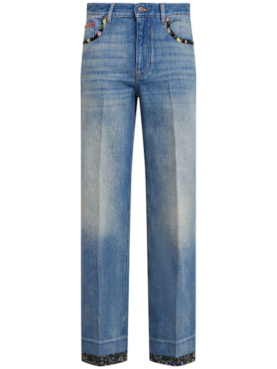Valentino: High rise viscose straight jeans - Blue - women_0 | Luisa Via Roma