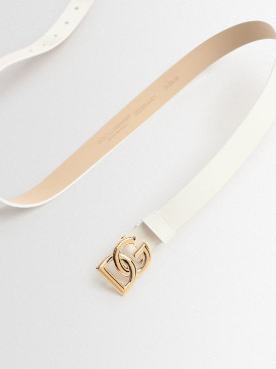 Dolce&Gabbana: Patent leather belt - ホワイト - kids-girls_1 | Luisa Via Roma