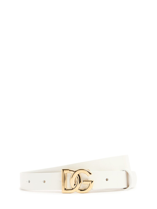Dolce&Gabbana: Patent leather belt - ホワイト - kids-girls_0 | Luisa Via Roma
