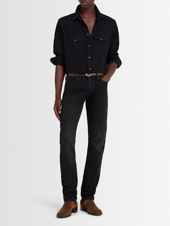 Tom Ford: Denim rip-and-repair straight fit jeans - men_1 | Luisa Via Roma
