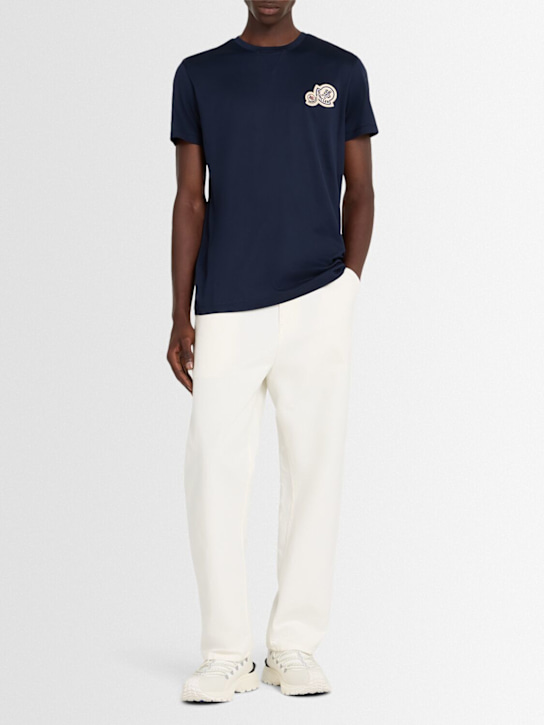 Moncler: Double logo patch cotton t-shirt - Very Navy - men_1 | Luisa Via Roma