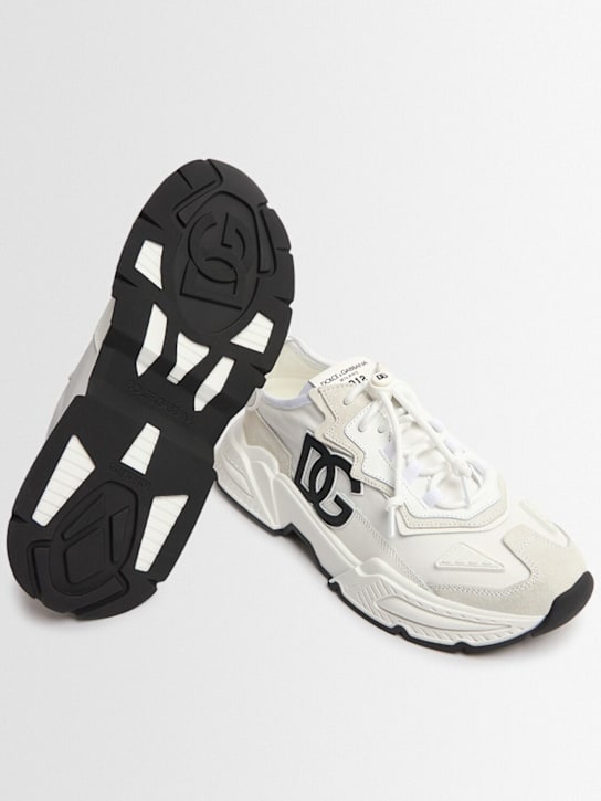 Dolce&Gabbana: Sneakers à lacets à imprimé logo - Blanc - kids-girls_1 | Luisa Via Roma