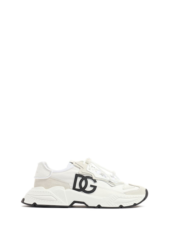 Dolce&Gabbana: Sneakers à lacets à imprimé logo - Blanc - kids-girls_0 | Luisa Via Roma
