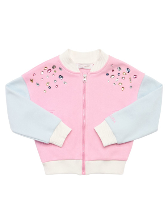 Monnalisa: Embellished cotton blend sweatshirt - マルチカラー - kids-girls_0 | Luisa Via Roma
