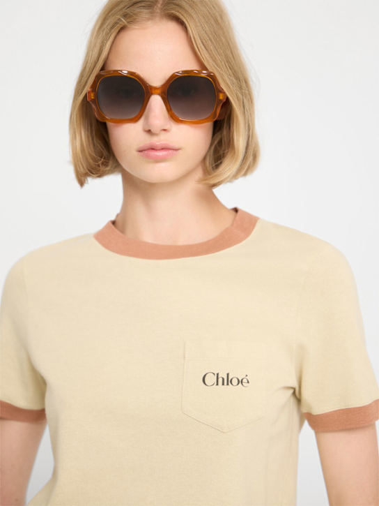 Chloé: Scalloped squared bio-acetate sunglasses - women_1 | Luisa Via Roma