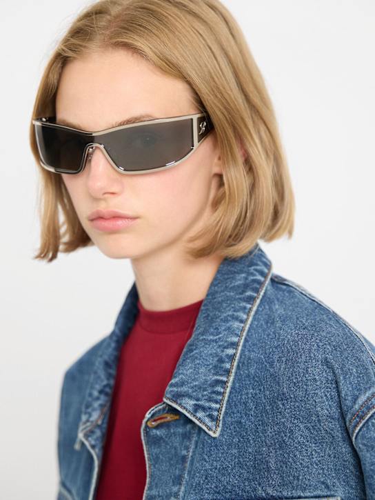 Blumarine: Occhiali da sole a maschera Slim in acetato - Silver/Mirror - women_1 | Luisa Via Roma