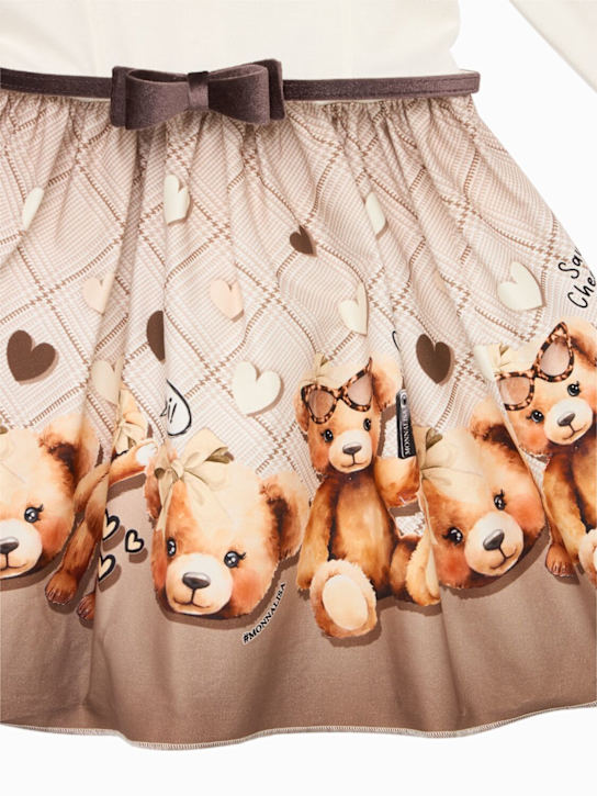 Monnalisa: Vestito in jersey di cotone stampato con fiocco - kids-girls_1 | Luisa Via Roma